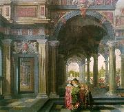 DELEN, Dirck van Palace Courtyard with Figures df oil on canvas